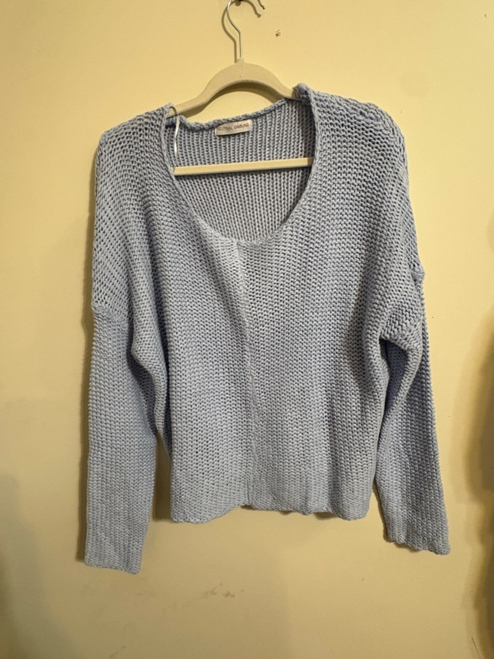 Neutral Ground Lightweight Knit Sweater Women’s medium Blue drop shoulder design
